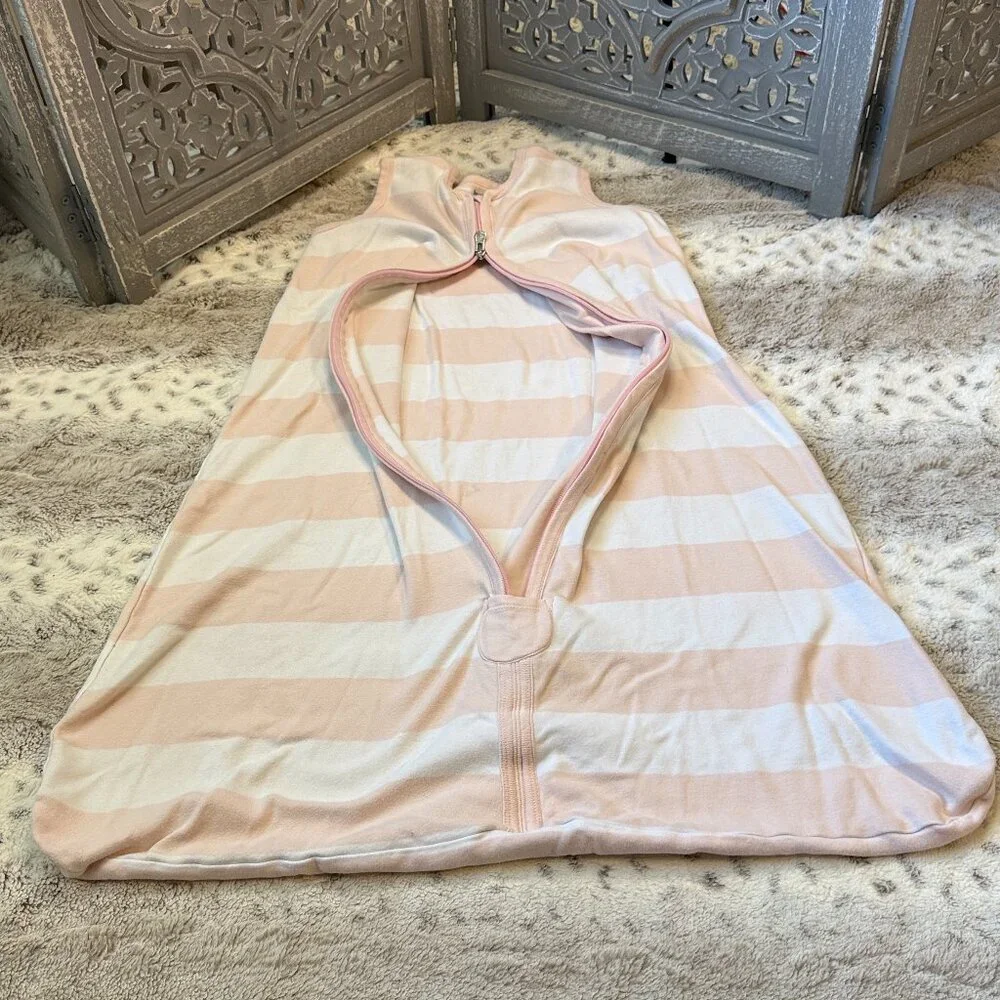 Burt's Bees Baby Beekeeper pink white striped sleepsack girls 18-24 months